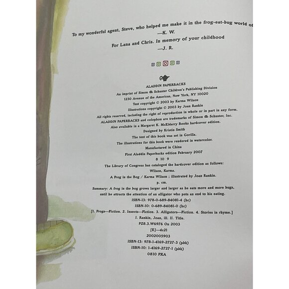 Children's book A Frog in the Bog English paper back copyright 2003 Karma READ - Picture 2 of 12